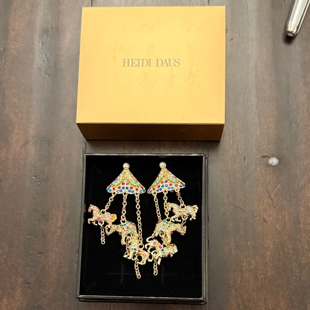 Heidi Daus Multicolor Carousel Horse Earrings